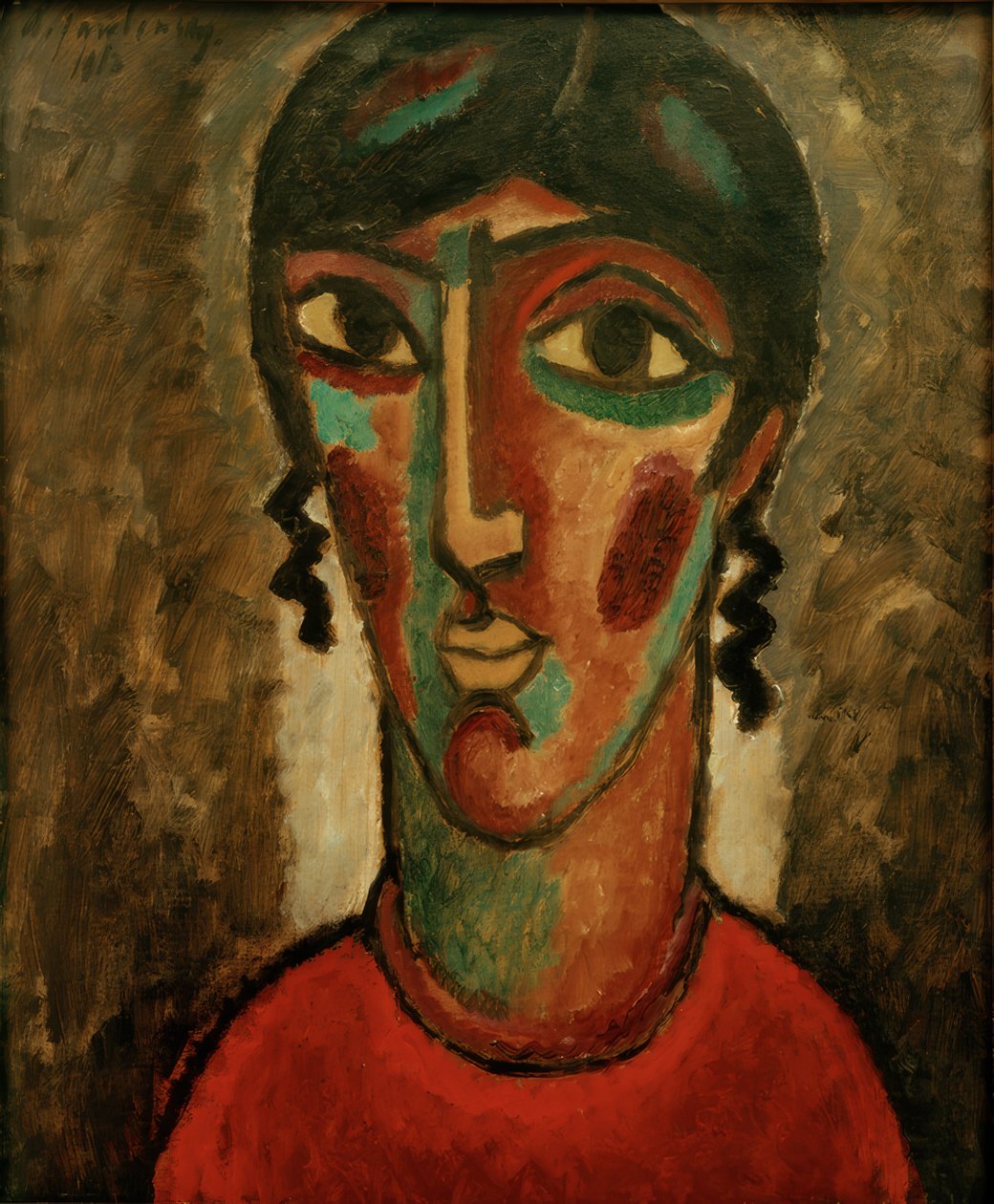 Španělka (hlava ženy na šedém pozadí) od Alexej von Jawlensky