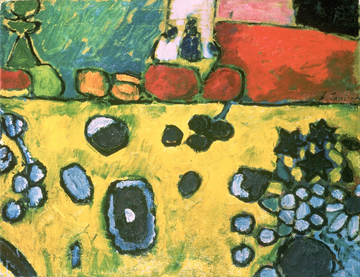 Zátiší s barevným ubrusem, 1909 od Alexej von Jawlensky