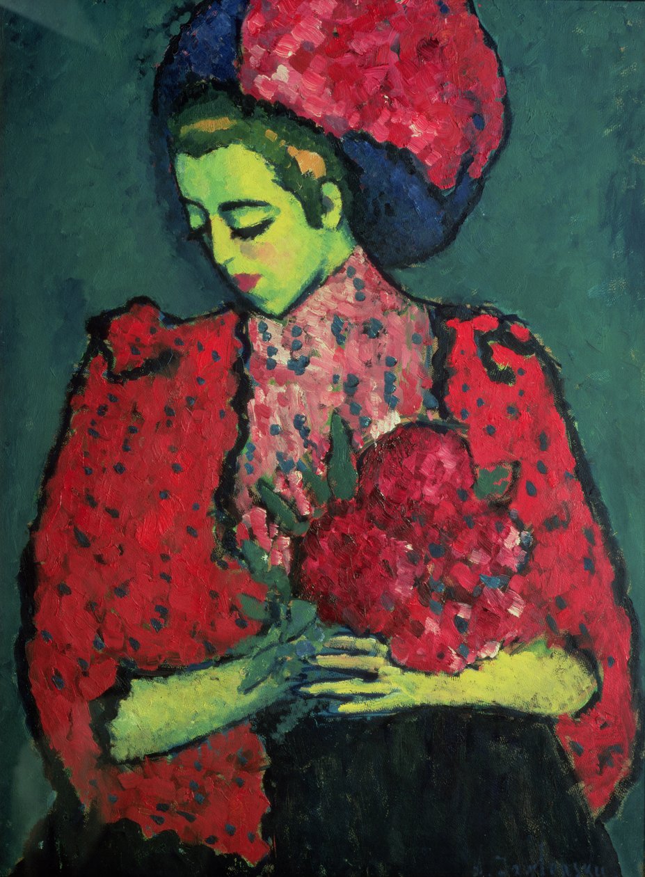 Mladá dívka s pivoňkami, 1909 od Alexej von Jawlensky