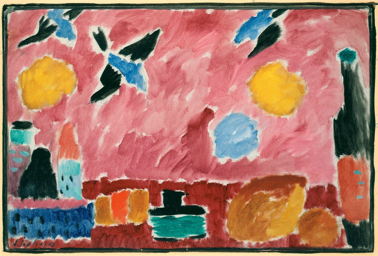 Tapeta se vzorem červené vlaštovky - Malba Alexeje von Javlenského (1864-1941), olej na kartonu od Alexej von Jawlensky