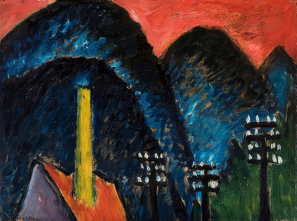 Modré hory (krajina se žlutým komínem). 1912 od Alexej von Jawlensky