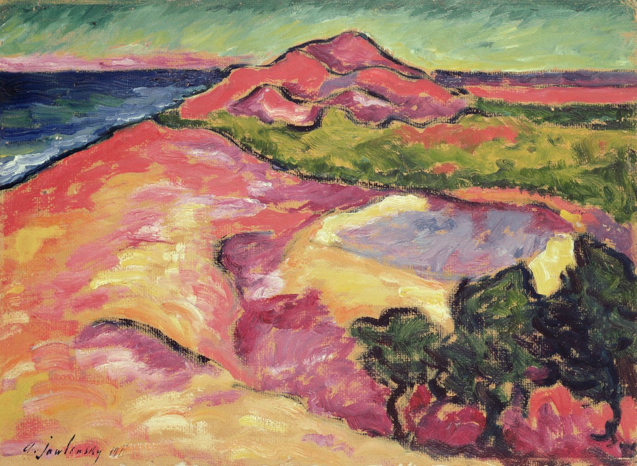 Pobřežní scéna s Red Hillem od Alexej von Jawlensky