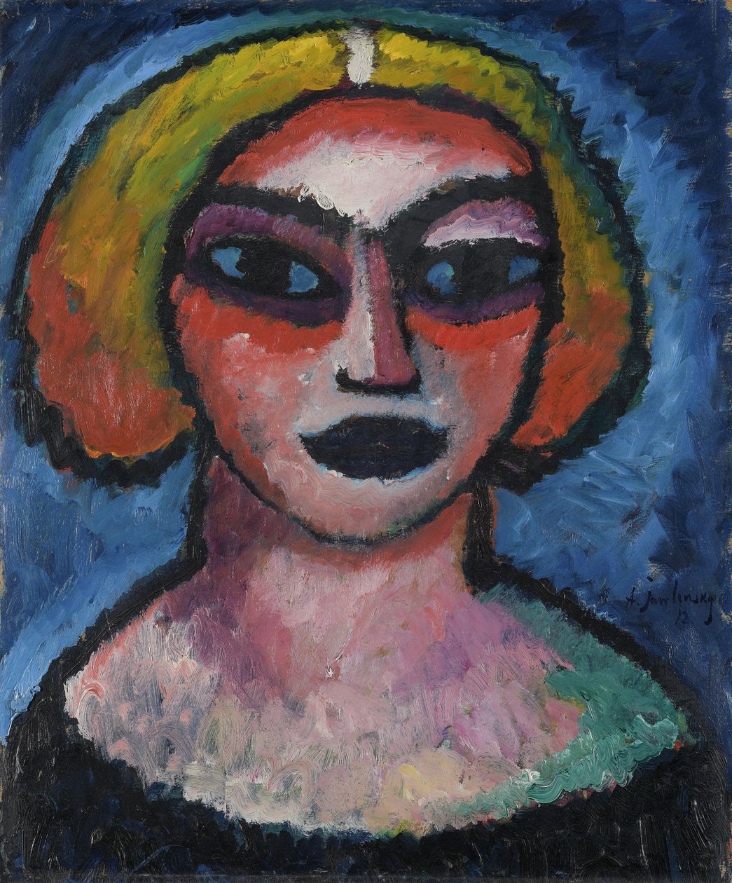 Hlava ženy. Verso: busta muže (kolem 1910-1912) od Alexej von Jawlensky