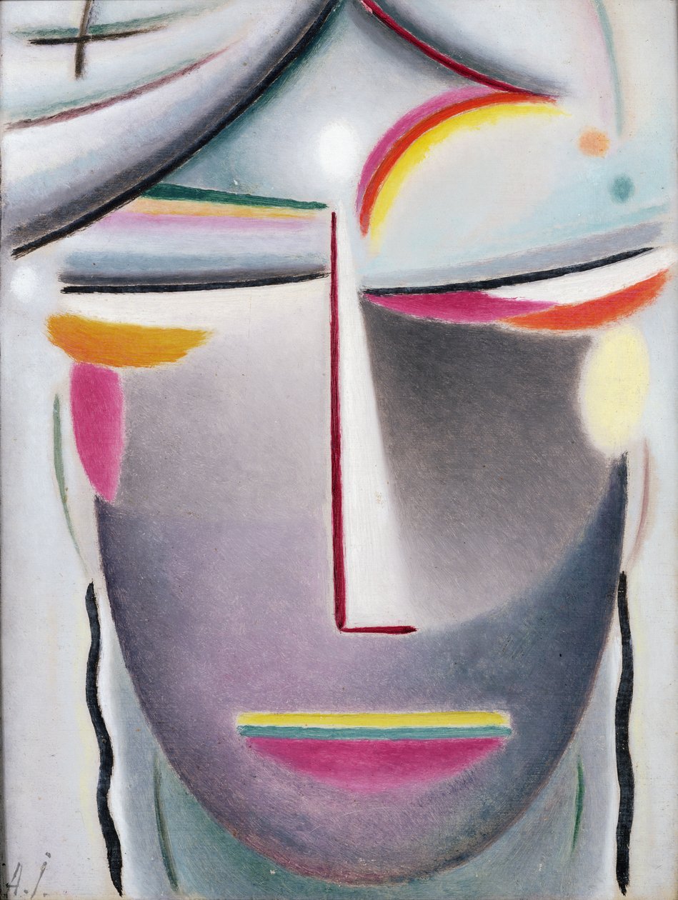 Hlava (Temný Buddha), asi 1927 (olej na plátně položeném na desce) od Alexej von Jawlensky