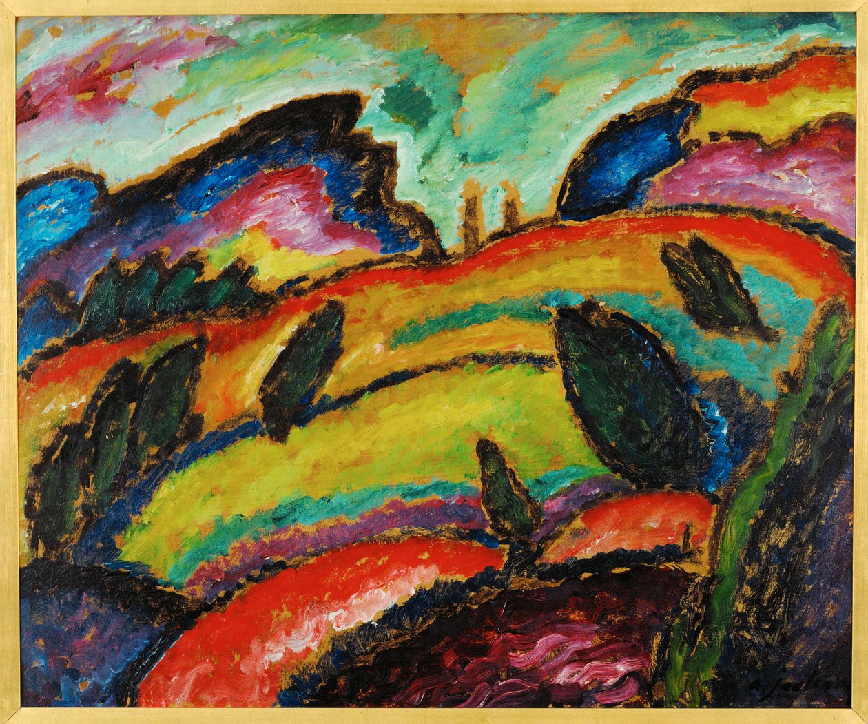 Huegel - Hill (olej na kartonu) od Alexej von Jawlensky