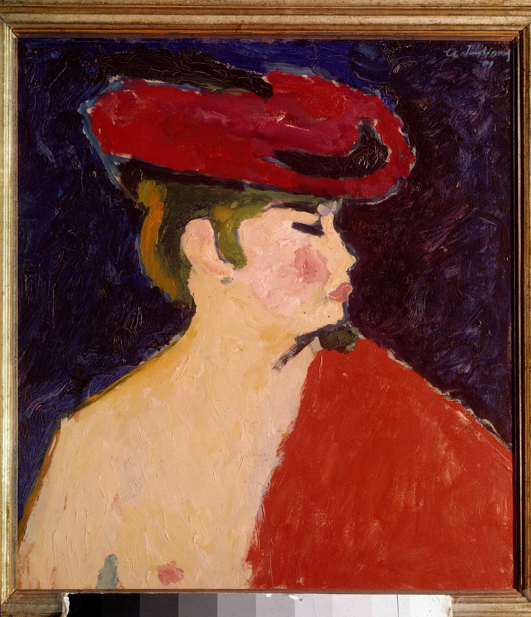 Le chale rouge Painting by Alexei von Javlensky (Alexi von Jawlensky, Alexej von Javlenski) (1864-1941) 20th century Munich. Stangl Gallery od Alexej von Jawlensky