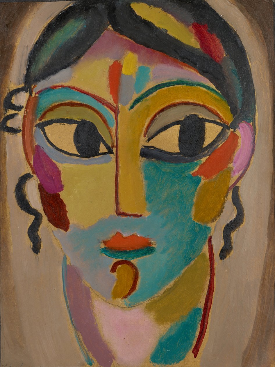 Mystical Head: Head of a Girl, 1918 (olej na kartonu) od Alexej von Jawlensky