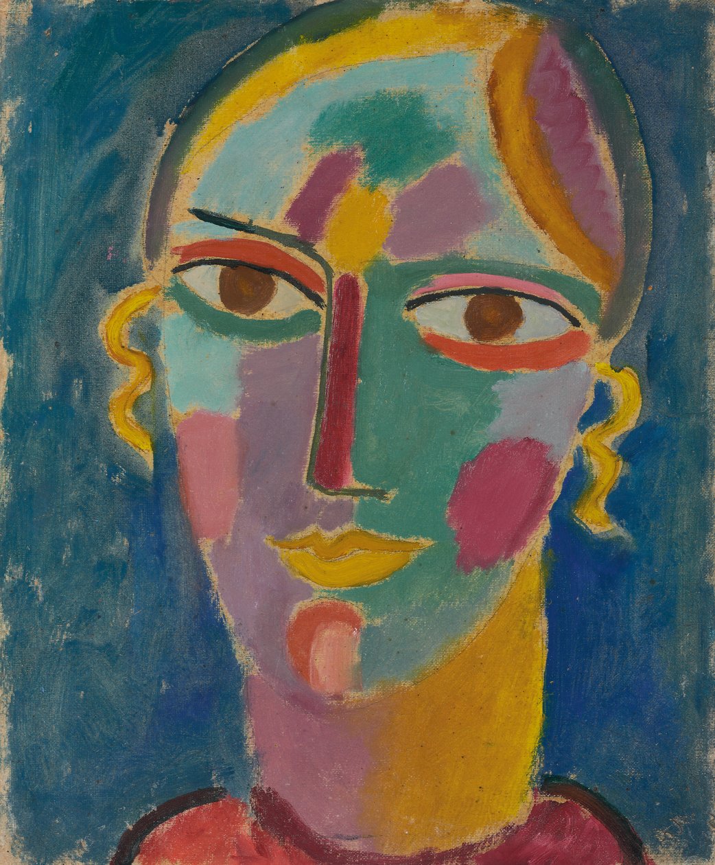 Mystická hlava: Ženská hlava na modrém pozadí, kolem roku 1917 od Alexej von Jawlensky