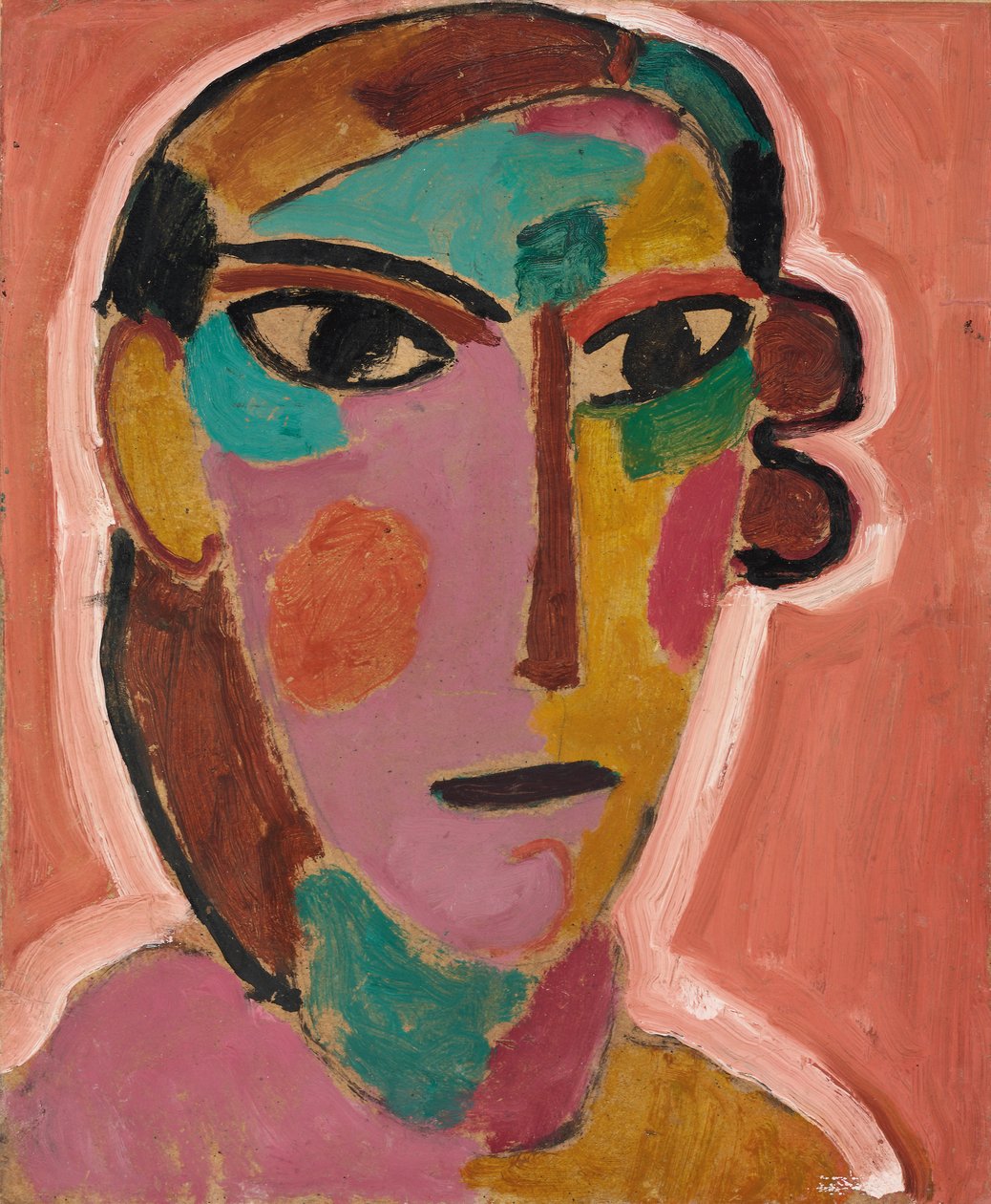 Mystická hlava: Ženská hlava na červeném pozadí, kolem roku 1917 od Alexej von Jawlensky