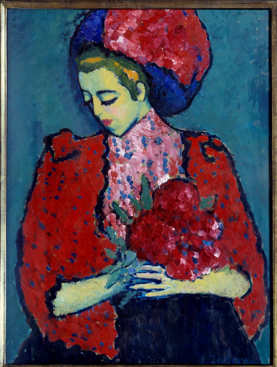 Peony Girl Painting by Alexei von Javlensky (Alexi von Jawlensky, Alexej von Javlenski) (1864-1941) od Alexej von Jawlensky