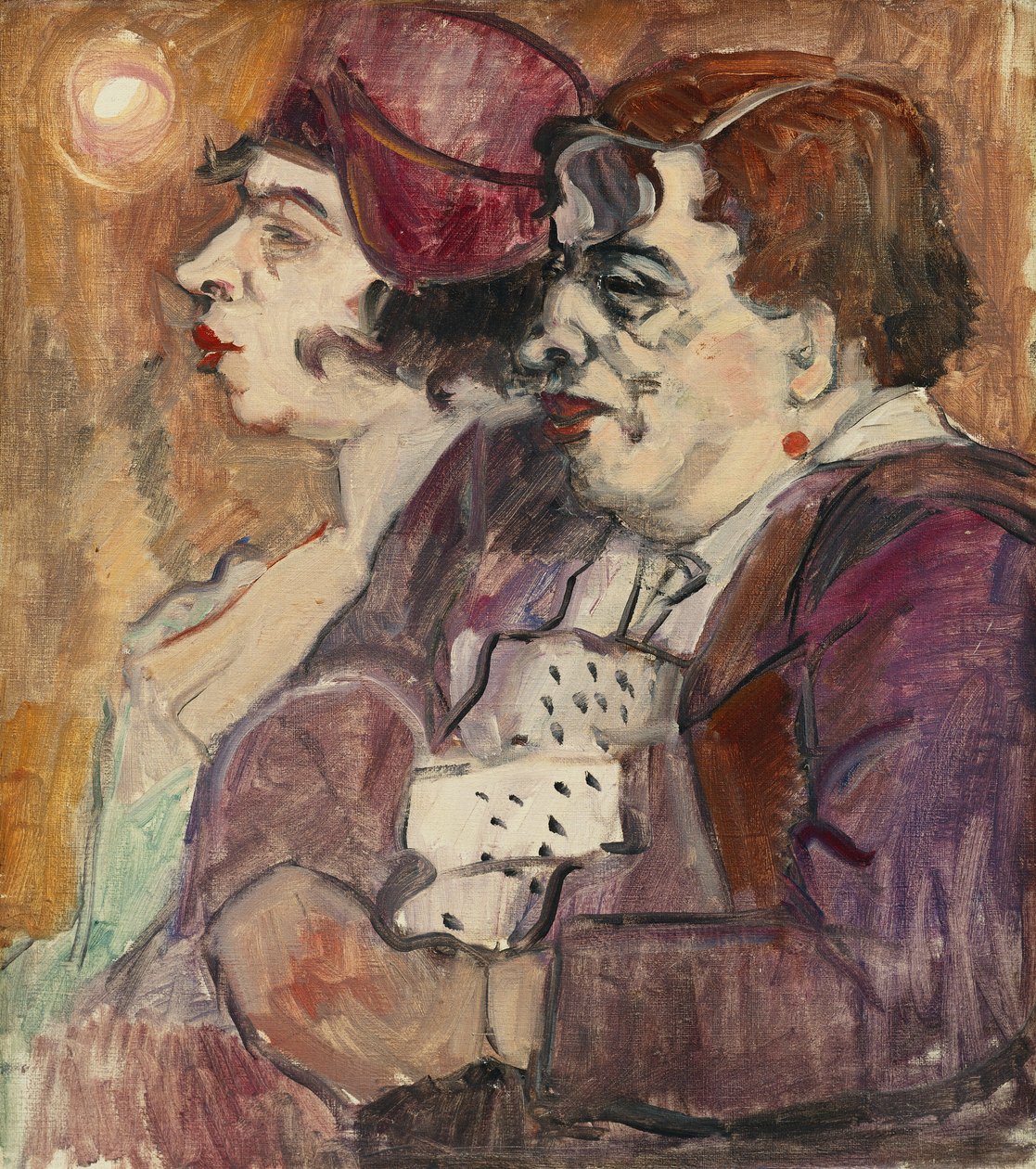 Zátiší s lahví, ovocem a postavou; Zátiší s lahví, ovocem a figurkou, c. 1907-1908 od Alexej von Jawlensky