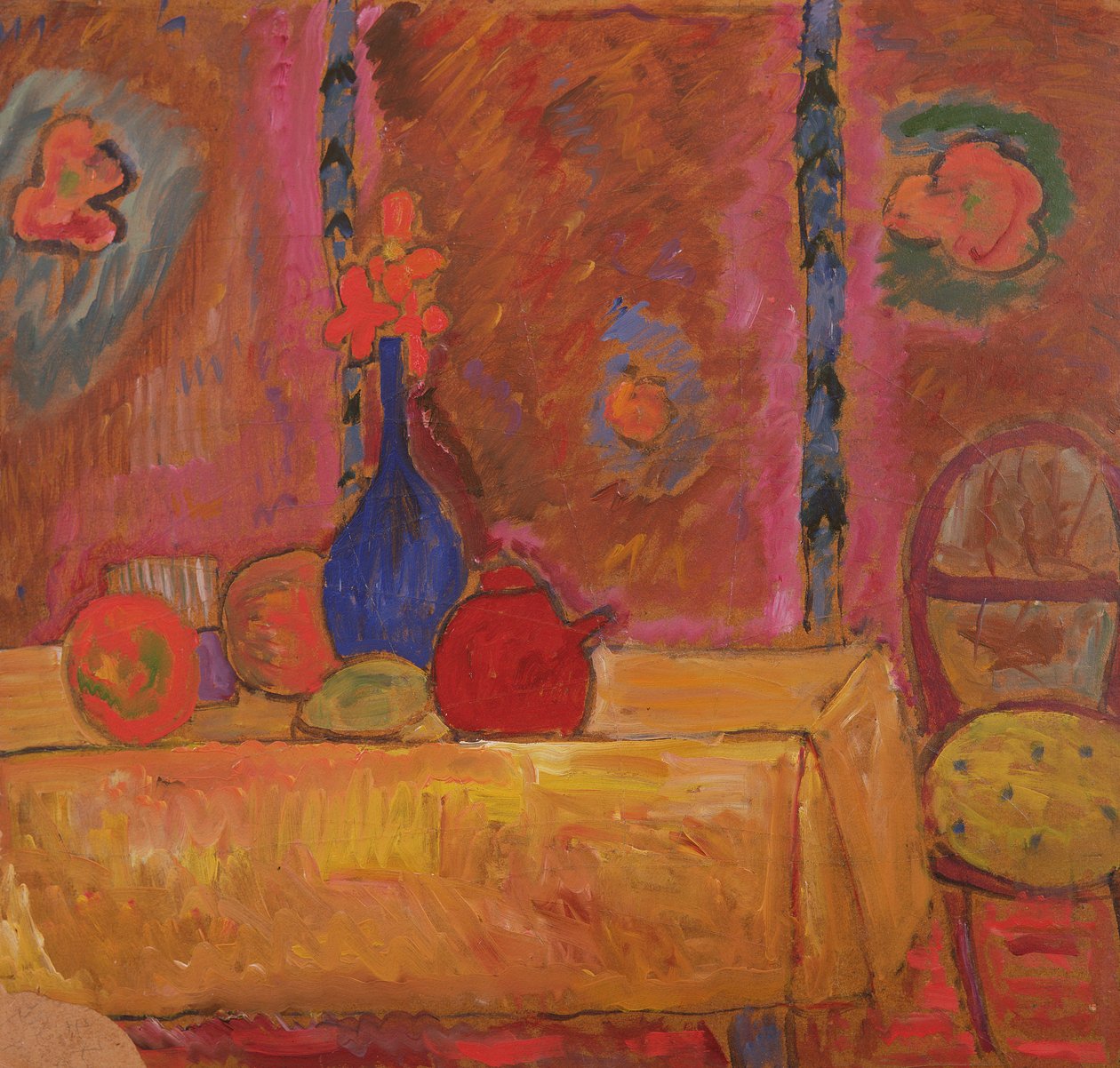 Zátiší s džbánem a sochou na stole od Alexej von Jawlensky