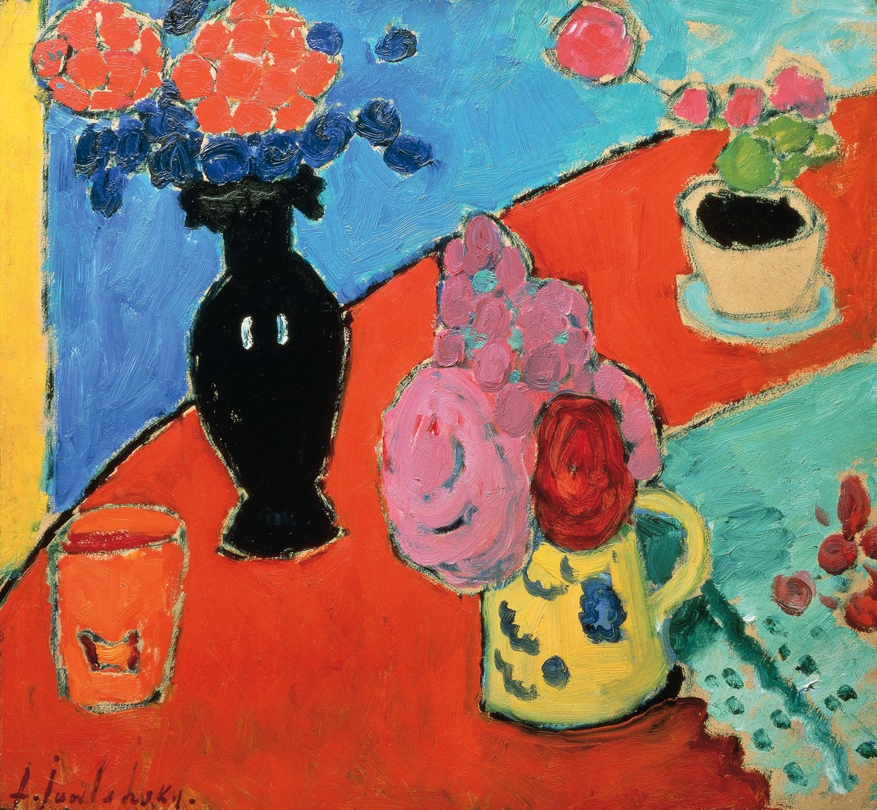 Zátiší s vázou a džbánem od Alexeje Jawlenského (1864-1941) od Alexej von Jawlensky