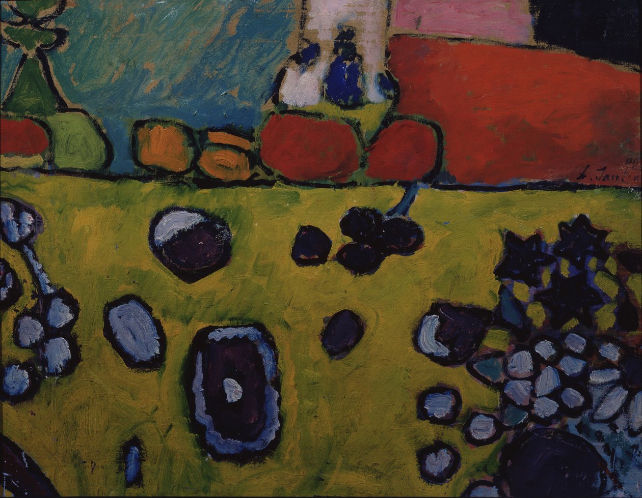 Zátiší s barevným ubrusem, 1909 od Alexej von Jawlensky