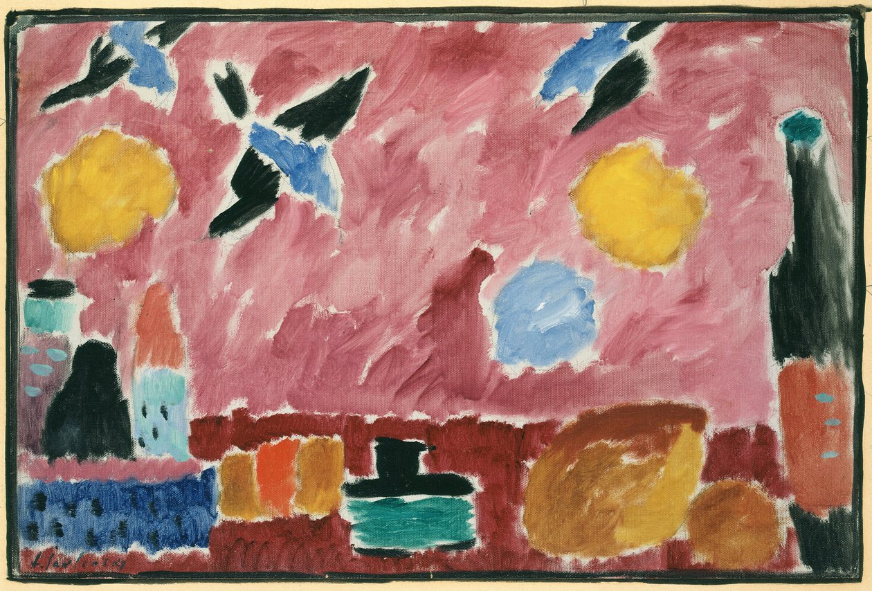 S tapetou se vzorem červené vlaštovky, 1915 od Alexej von Jawlensky