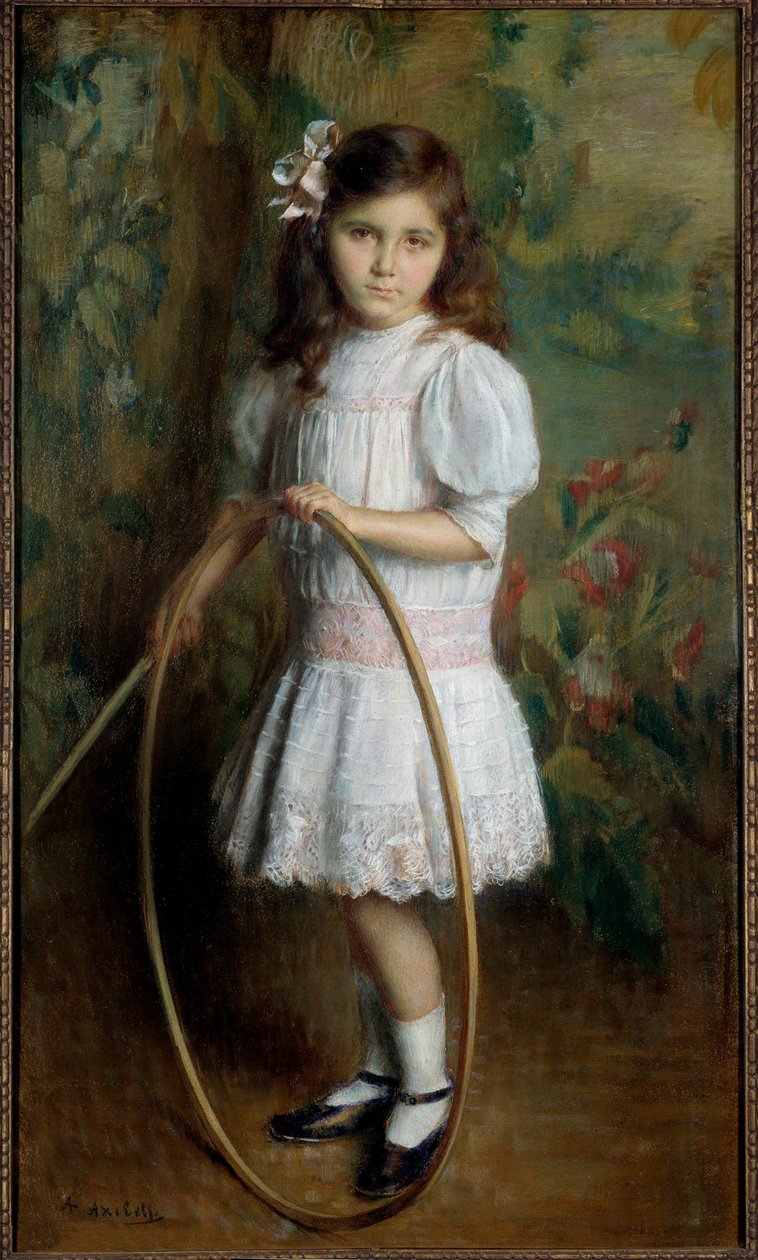 Dcera umělce v obruči Malba Alexise Axilette (1860-1931) 1909 Angers, musee des Beaux Arts - Umělcova dcera s obručí. Obraz Alexise Axilette (1860-1931) od Alexis Axilette