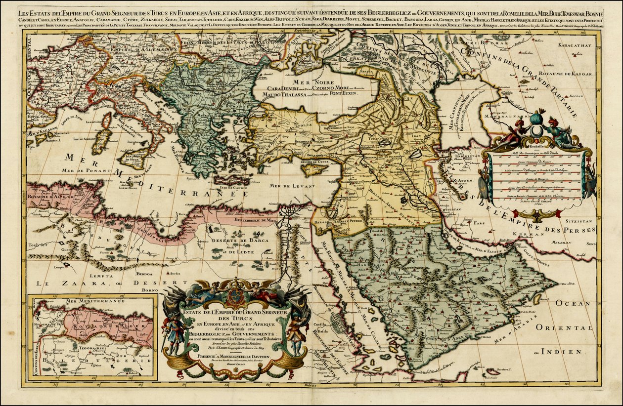 Mapa Turecké říše v Evropě, Asii a Africe od Huberta Jaillota z roku 1692 od Alexis Hubert Jaillot
