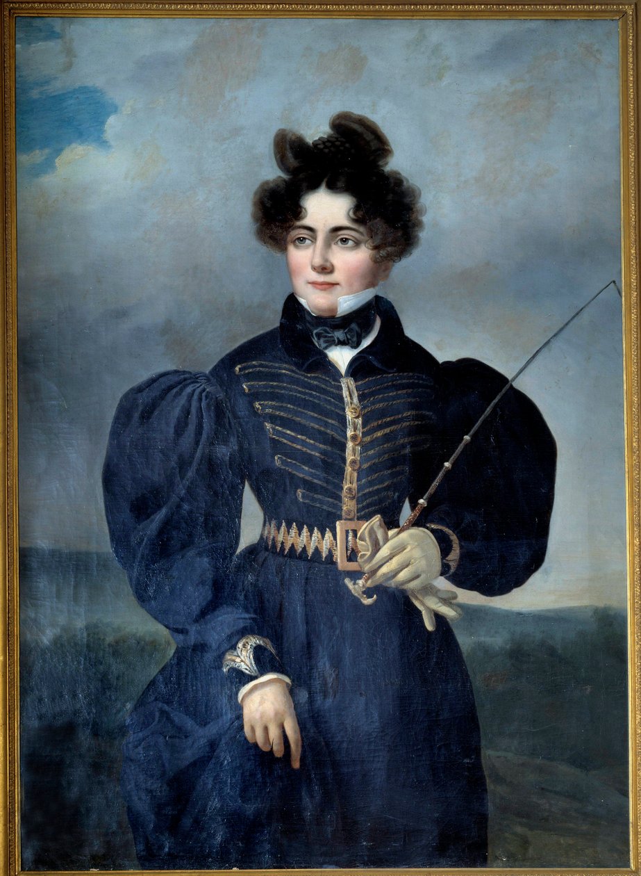 Portrét Sophie Dawesové, baronky z Feucheres (1790-1840), v loveckém obleku Malba Alexise Valbruna (1803-1852) 1830 Ne. 1,3x0,91 m Chantilly, Musee Conde od Alexis Leon Louis Valbrun