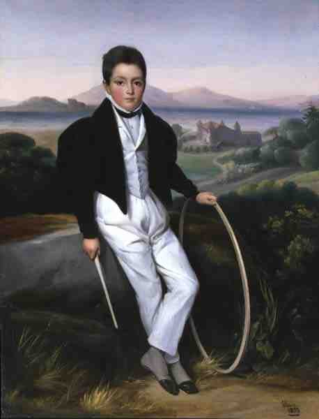 Portrét chlapce s obručí, prý Ferdinando Maria Savojský (1822-55) 1833 (olej na plátně) od Alexis Leon Louis Valbrun