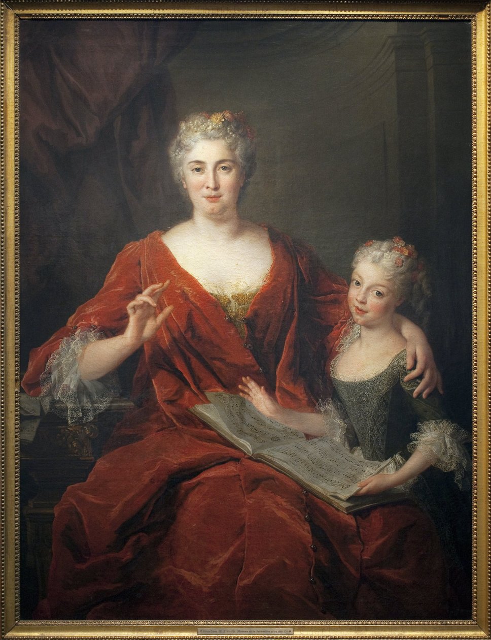 Madame de la Sablonniere a její dcera. Obraz Alexis Simon Belle (1674-1734), olej na plátně od Alexis Simon Belle