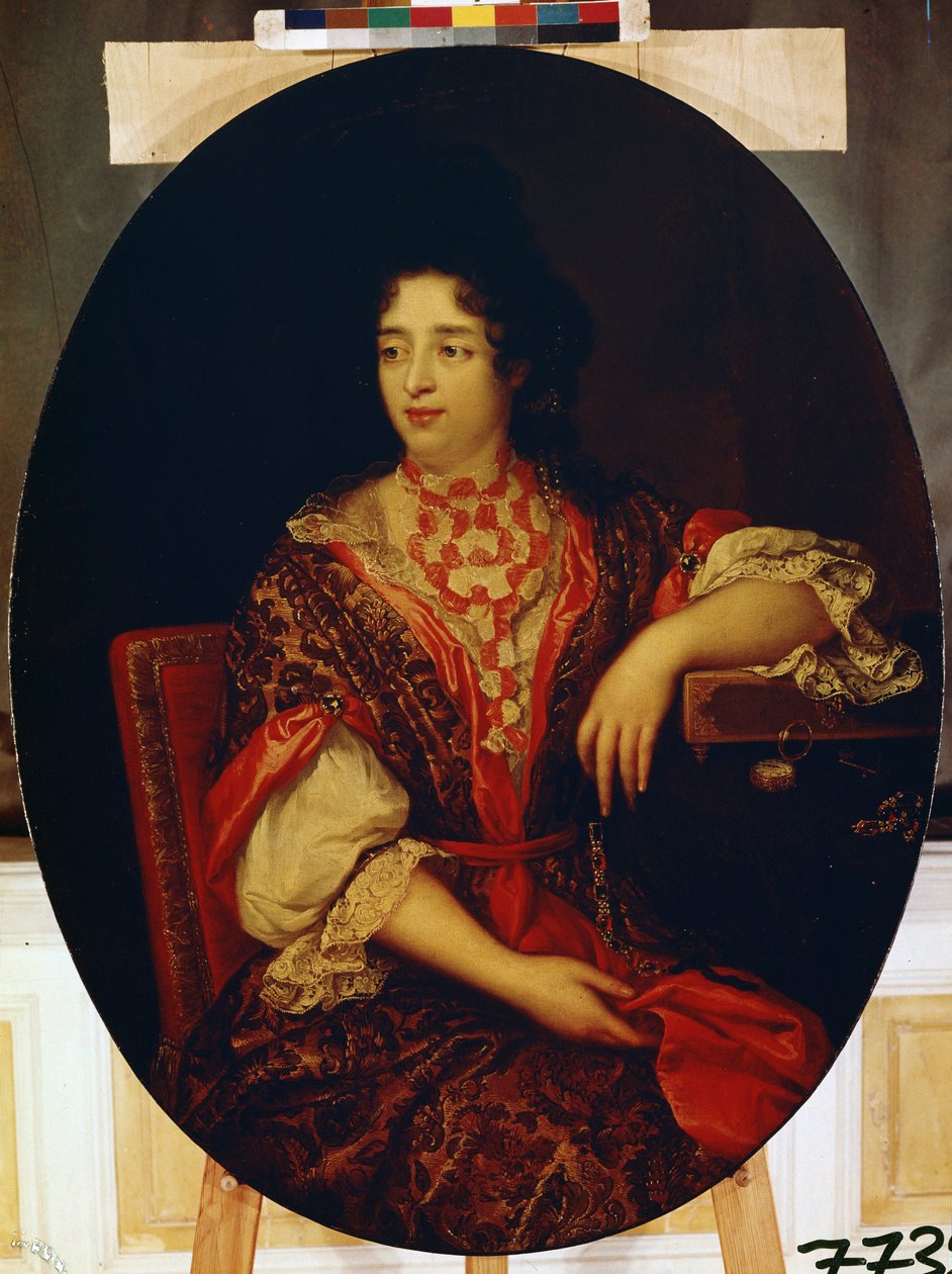 ""Portrét dvorní dámy u dvora francouzské královny"" (Portrét dvorní dámy) Obraz Alexise Simona Belle (1674-1734) Ermitážní muzeum, Petrohrad od Alexis Simon Belle