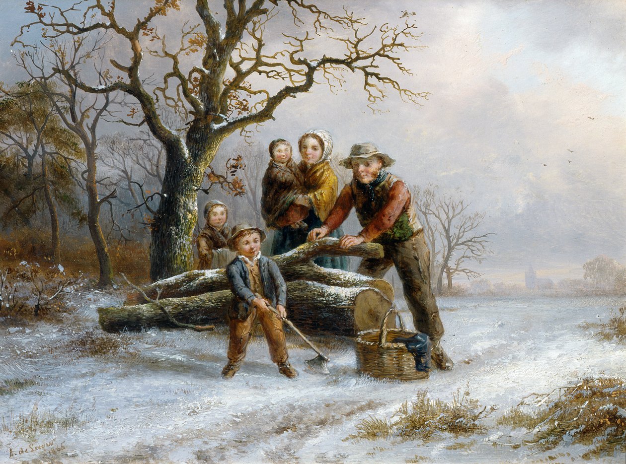 Sekání dříví, 1865 (pár 98605) od Alexis de Leeuw