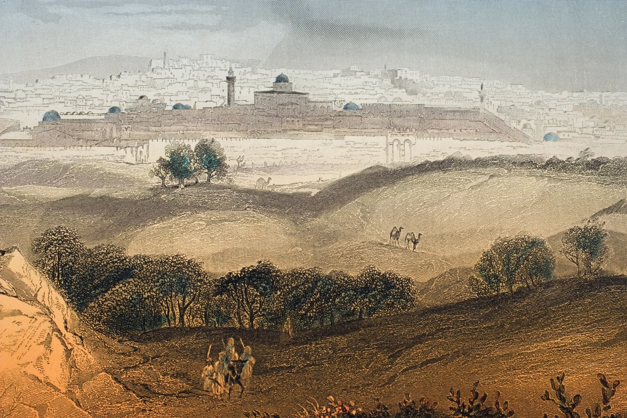 Jeruzalém, vyrytý Albertem Henrym Paynem (1812-1902) do průčelí „Života našeho Pána Spasitele Ježíše Krista“ od reverenda Johna Fleetwooda (detail 276238) od Alexius Geyer