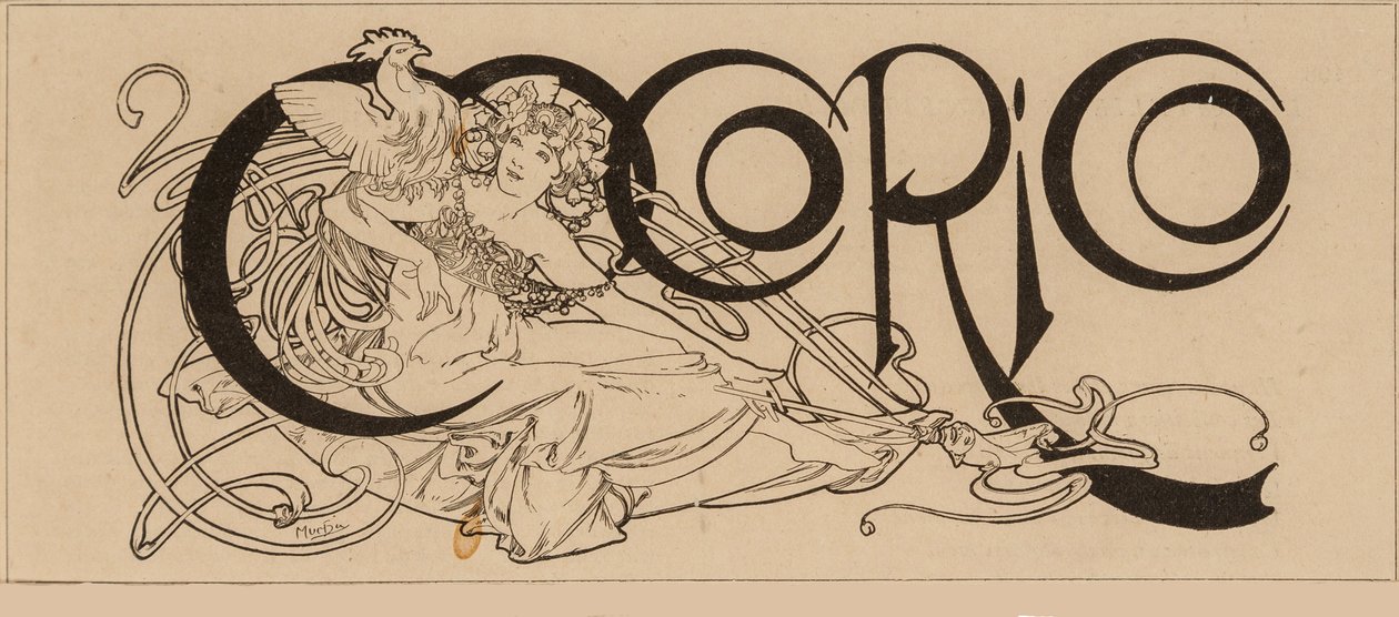 Název časopisu Cocorico, 1898. od Alfons Marie Mucha