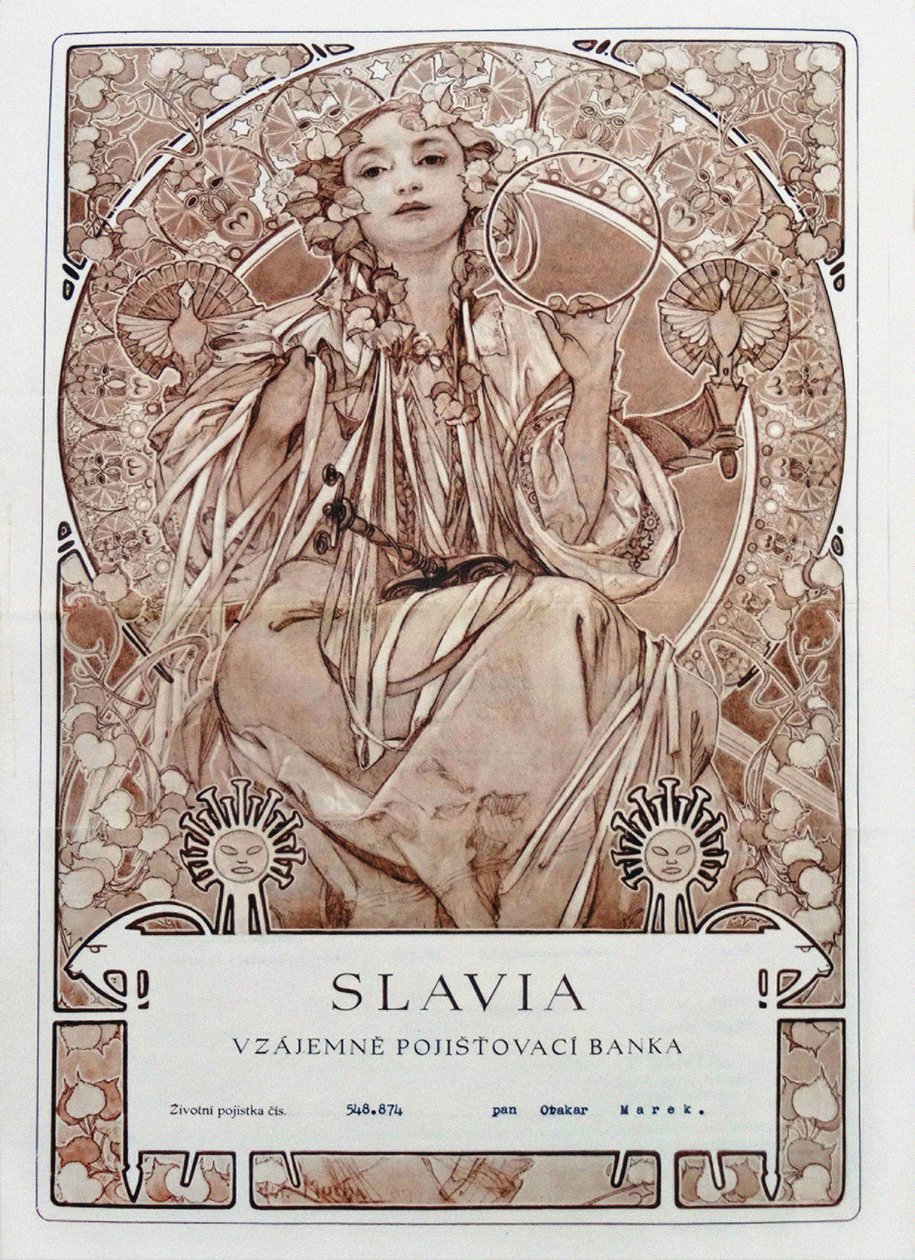 Pojistka Slavia pojišťovny, 1942. od Alfons Marie Mucha