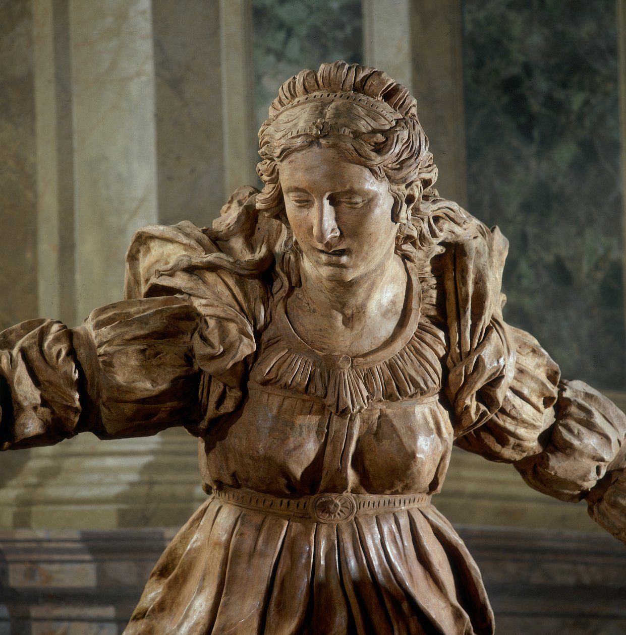Máří Magdalena, detail Oplakávání Krista, v kapli blahoslaveného Aldrovandiho (terakota) od Alfonso Lombardi
