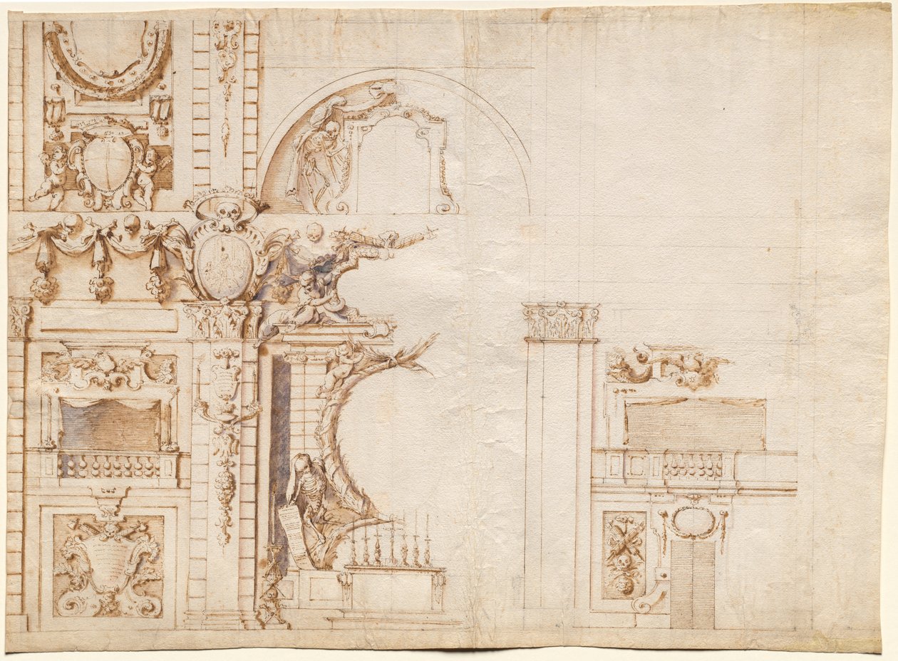 Studium pro „Essequie“ konané v San Lorenzo ve Florencii v roce 1637 na počest císaře Svaté říše římské Ferdinanda II. od Alfonso Parigi