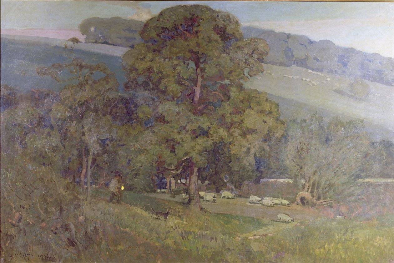 Měsíční svit v Cotswolds, 1903 od Alfred East