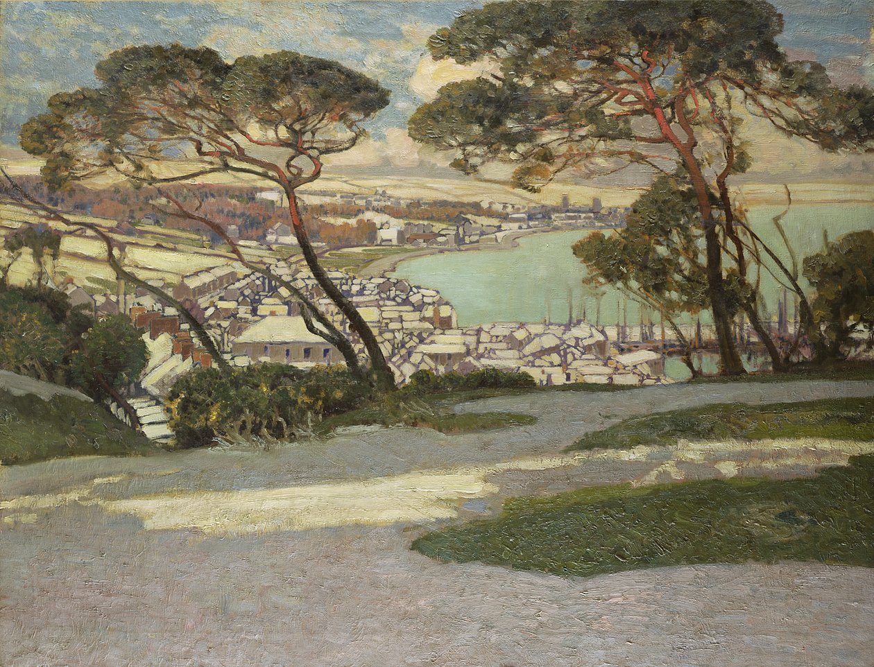 Newlyn, Penzance v dálce od zahrady Geoffreyho Garniera od Alfred East