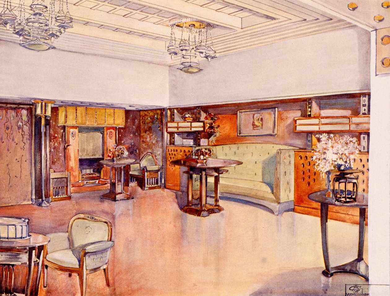 Obývací pokoj, 1905 (Wc na papíře) od Alfred Grenander