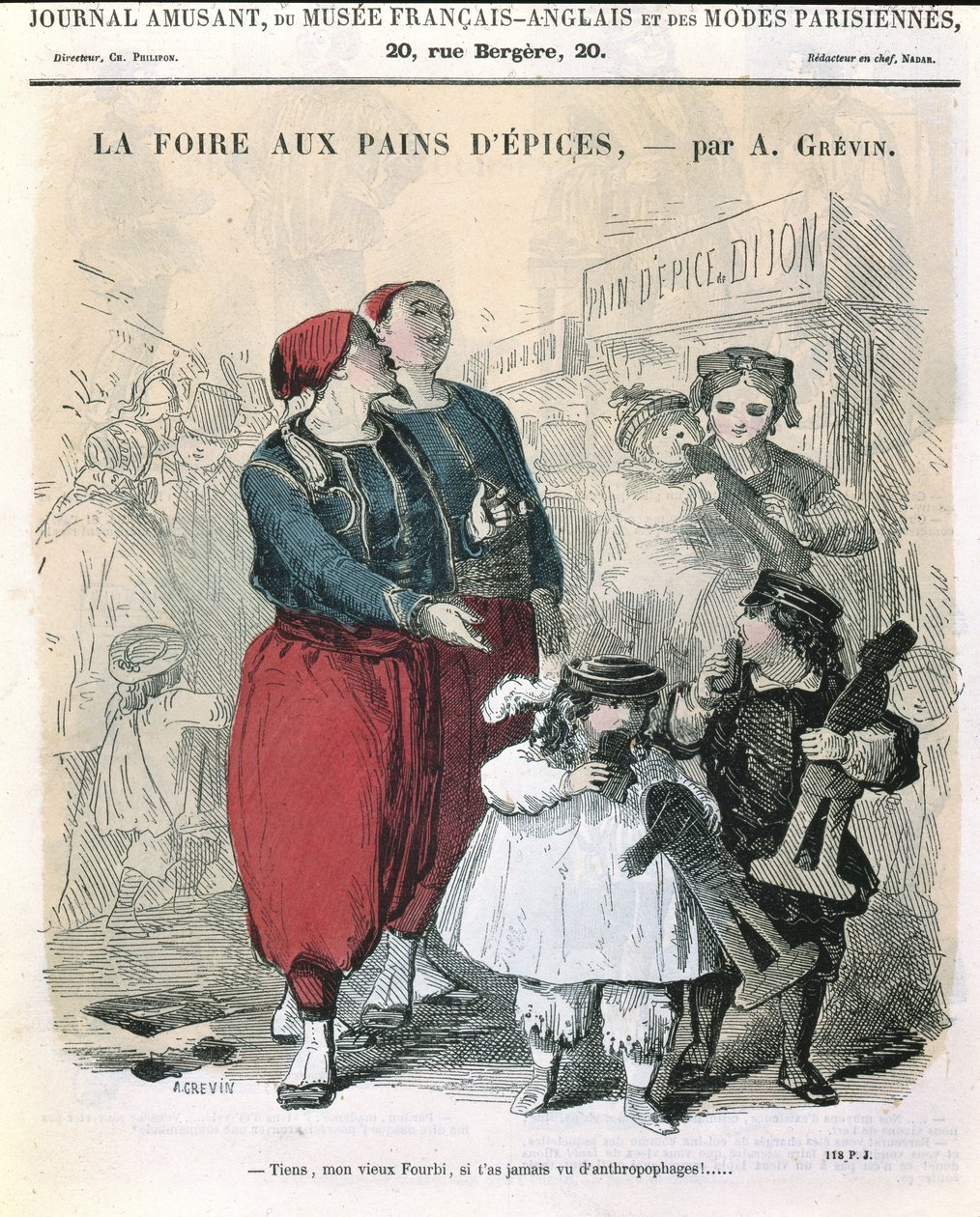 The Gingerbread Fair, c.1860 (barevná rytina) od Alfred Grevin