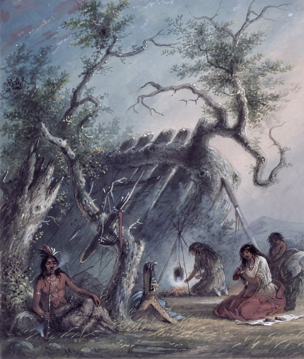 Indiánská lóže, 1837 od Alfred Jacob Miller