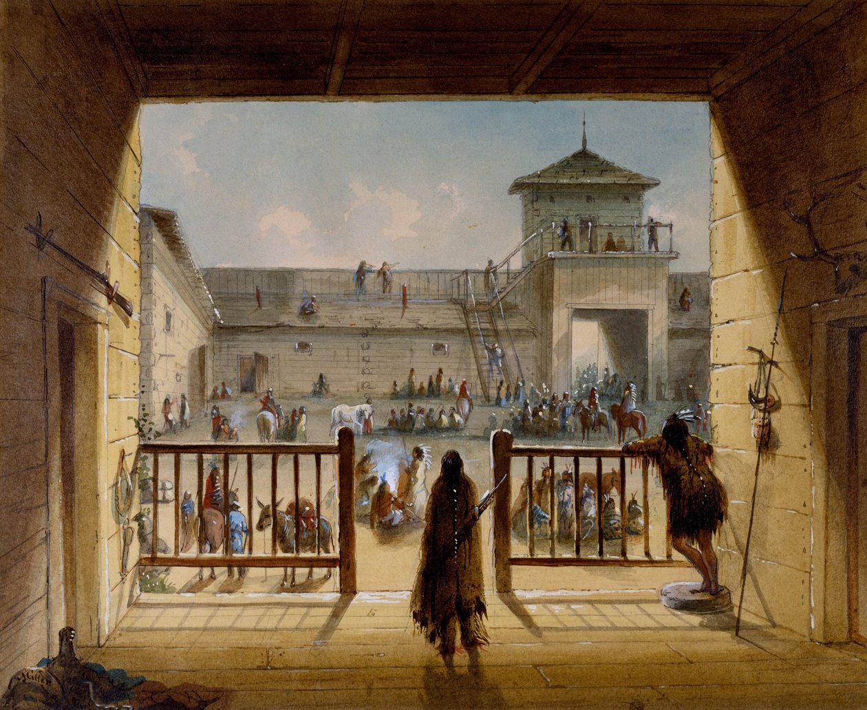 Interiér Fort Laramie od Alfred Jacob Miller