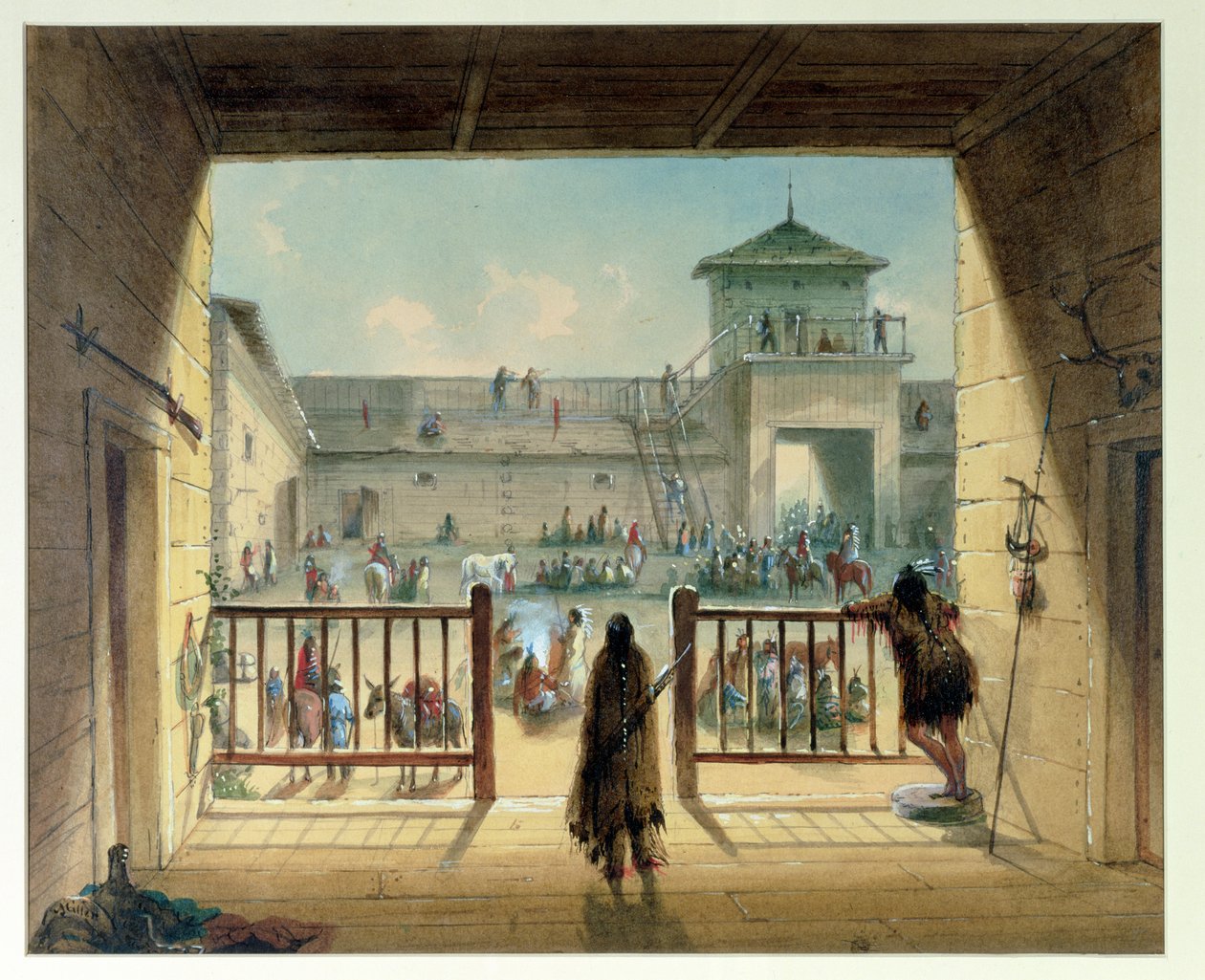Interiér Fort Laramie, 1858-60 od Alfred Jacob Miller