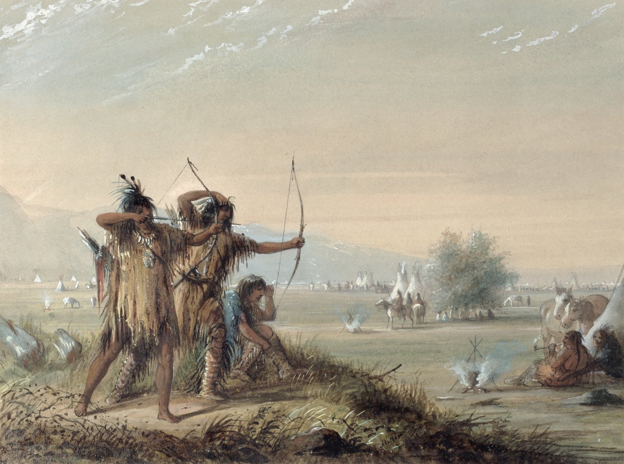 Snake Indians Testing Bow, 1837 od Alfred Jacob Miller