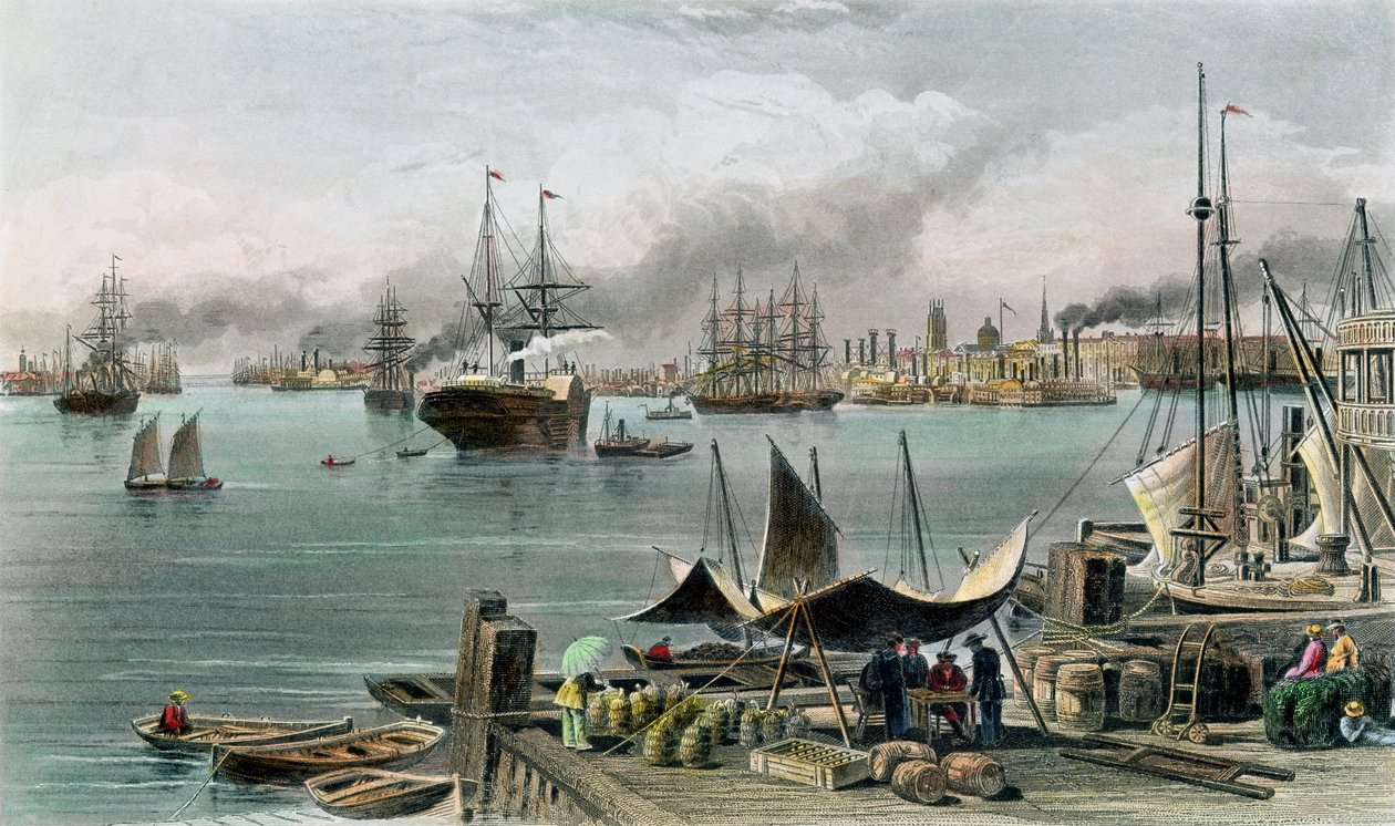 Port of New Orleans, vyrytý D.G. Thompson od Alfred Rudolph Waud