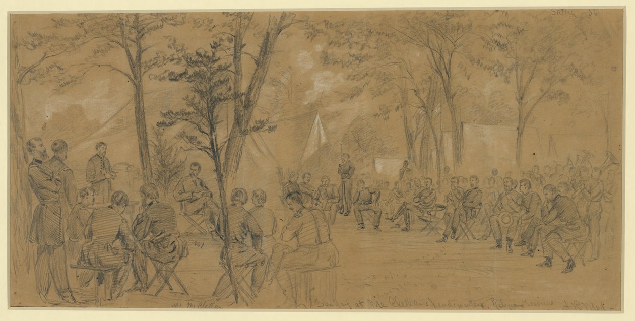 Neděle v centrále McClellans od Alfred Rudolph Waud