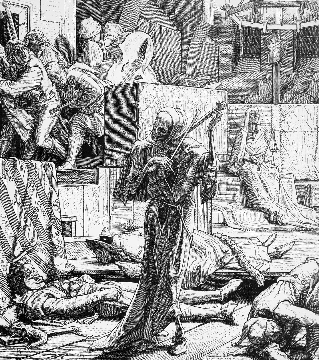 Death assassin, 1851 (dřevoryt) od Alfred Rethel