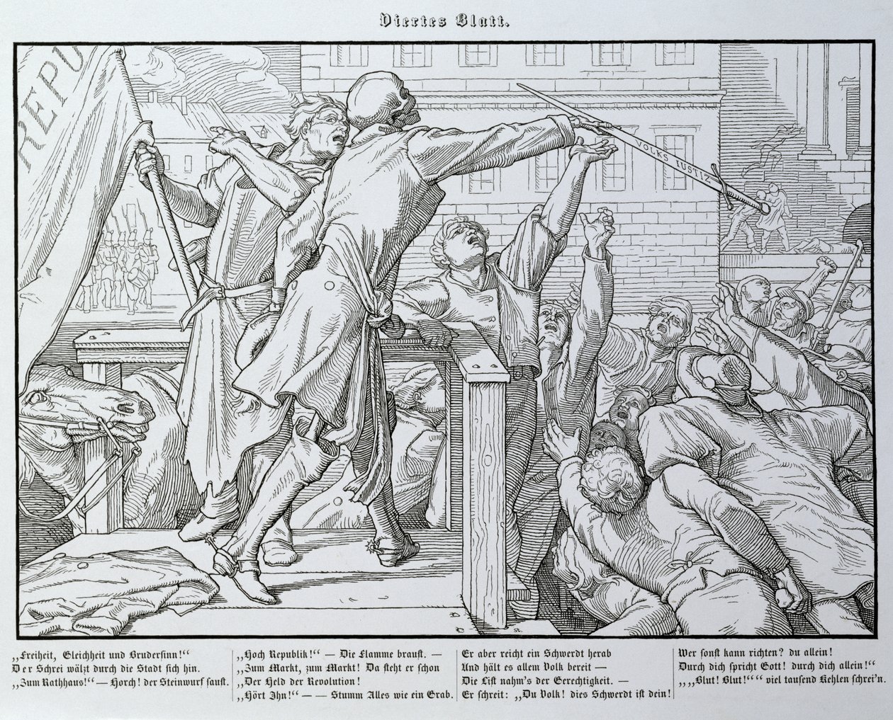 Smrt na tribuně, z „Dalšího tance smrti“, vydaného Georgem Wigandem v Lipsku, 1849 od Alfred Rethel