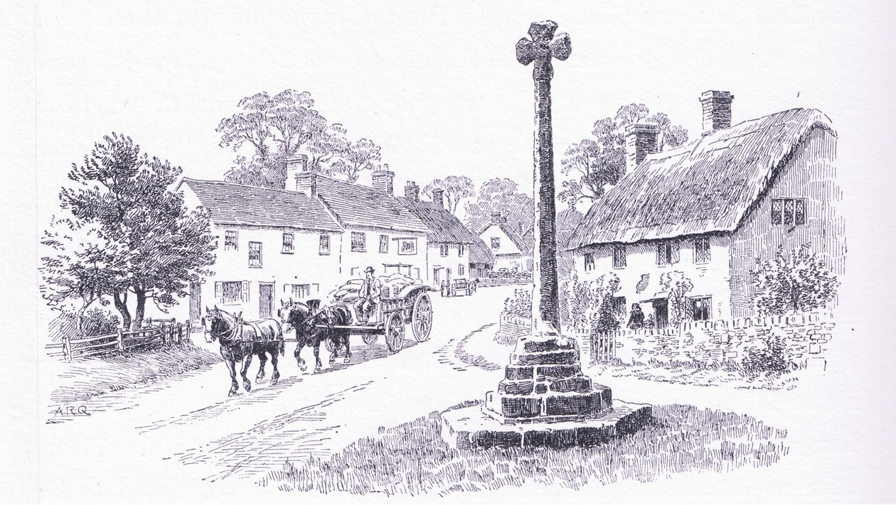 Crowcombe Cross, Somerset, z The Cottages and the Village Life of Rural England vydané nakladatelstvím Dent & Sons Limited, 1912 od Alfred Robert Quinton