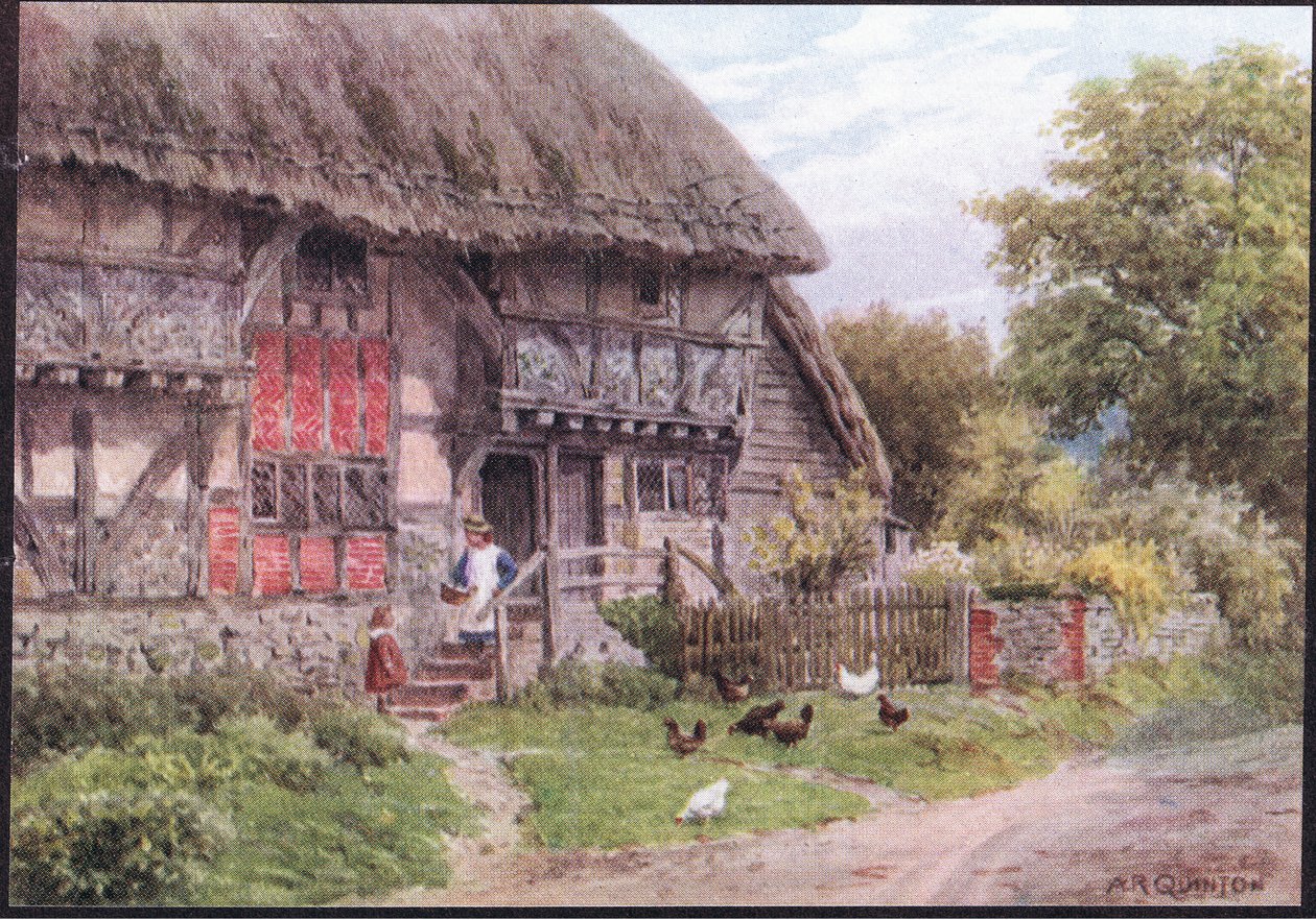 Old Cottage, Bignor, Sussex, z The Cottages and the Village Life of Rural England vydané nakladatelstvím Dent & Sons Limited, 1912 od Alfred Robert Quinton