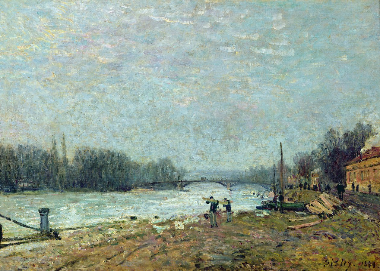 Po tání, Seina u Suresnes Bridge, 1880 od Alfred Sisley