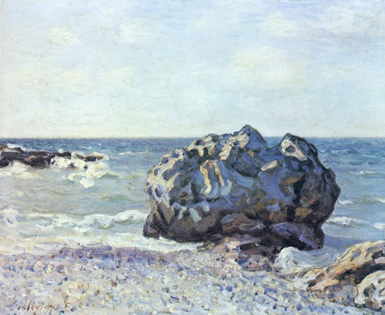 Zátoka Langland se skalami od Alfred Sisley