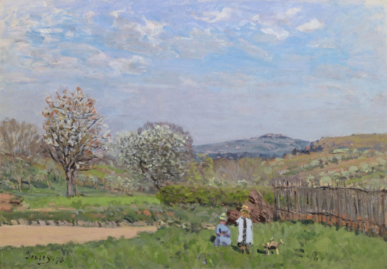 Děti si hrají na louce od Alfred Sisley