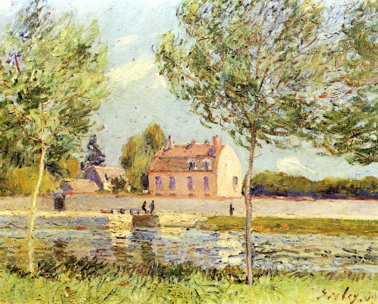 Domy na břehu Loingu od Alfred Sisley