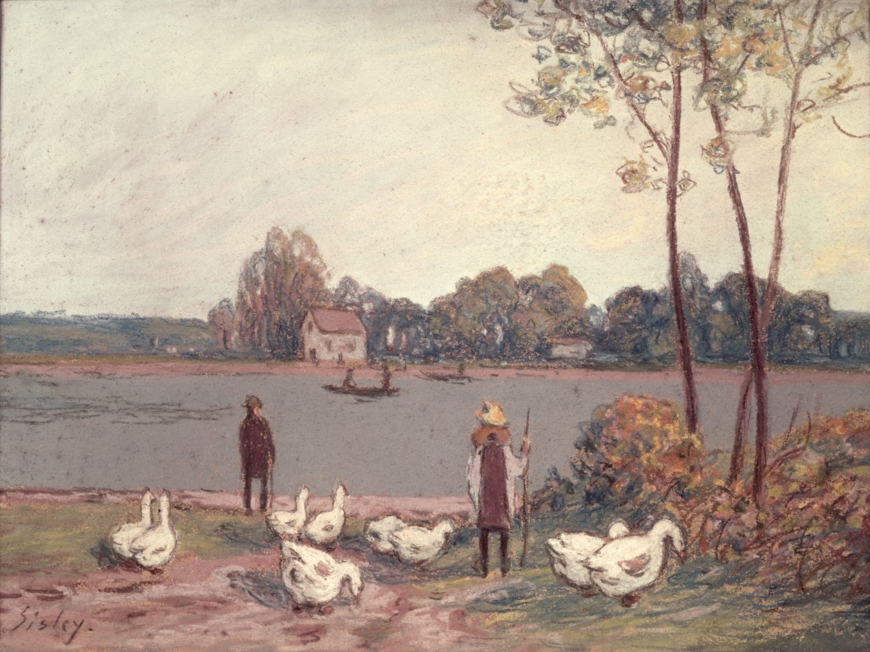 On the Banks of the Loing (pastel na papíře) od Alfred Sisley